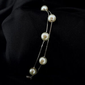 Silver moti double line bracelet