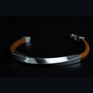 Silver brown belt bracelet