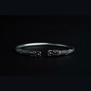 Silver dragon oxidized bracelet