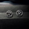 Silver OM round earring