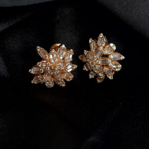 Silver rose gold spiked earring