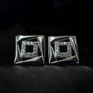 Silver square earring