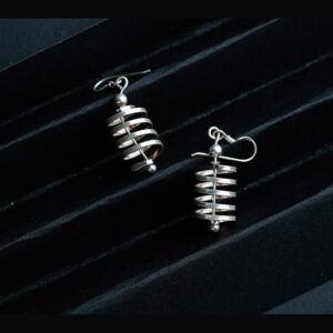 Silver spiral stairs earring