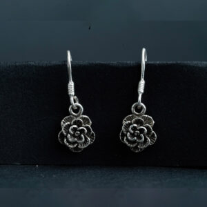 Silver oxidized rose earring