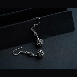 Silver oxidized ball earring