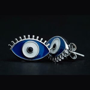 Silver evil eye earring