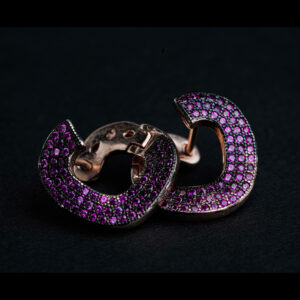 Silver rose gold purple earring