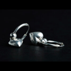 Silver hanging heart earring