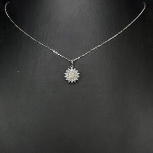 Silver rotating yellow stone necklace