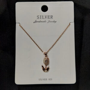 Silver rose gold rose necklace