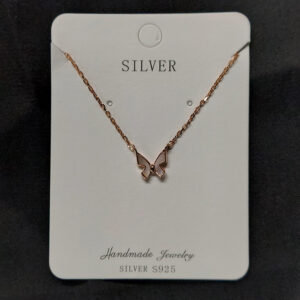 Silver rose gold butterfly necklace