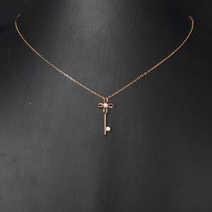 Silver rose gold key necklace