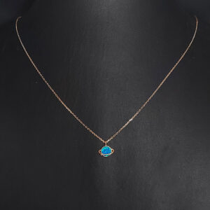 Silver rose gold blue stone necklace