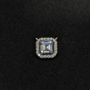 Silver square solitaire pendent