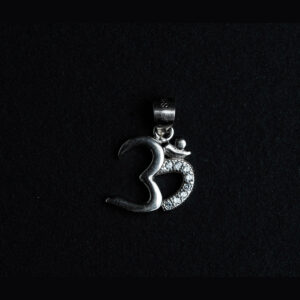 Silver OM diamond studded pendent