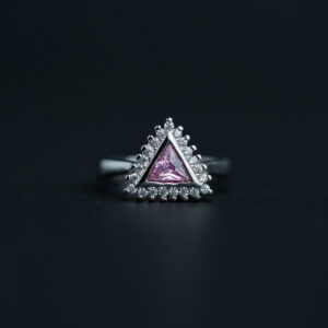 Silver color stone triangular ring