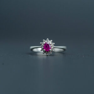 Silver color stone flower crown ring