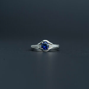 Silver color stone solitaire ring