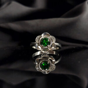 Silver color stone flower ring