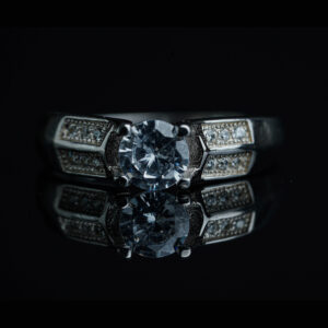 Silver solitaire ring