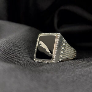 Silver jaguar men's ring