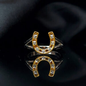 Silver horse shoe men's ring