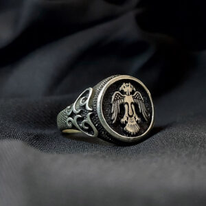 Silver eagle men's ring