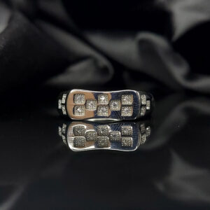 Silver ice cubes men ring