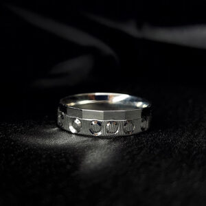 Silver laser cut unisex band ring