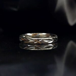 Silver laser cut unisex band ring
