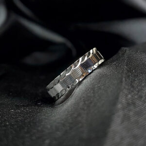 Silver laser cut unisex band ring
