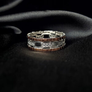 Silver rose gold couple ring