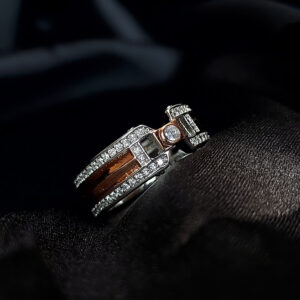 Silver rose gold solitaire ring