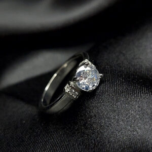 Silver solitaire ring