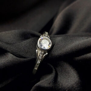 Silver solitaire ring
