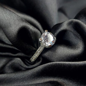 Silver solitaire ring